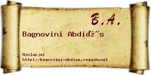 Bagnovini Abdiás névjegykártya